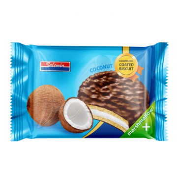 والس روکش دار کاکائویی با کرم نارگیلی سالمین شیرین عسل 65 گرمی